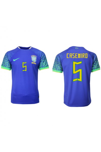 Brasilia Casemiro #5 Jalkapallovaatteet Vieraspaita MM-kisat 2022 Lyhythihainen